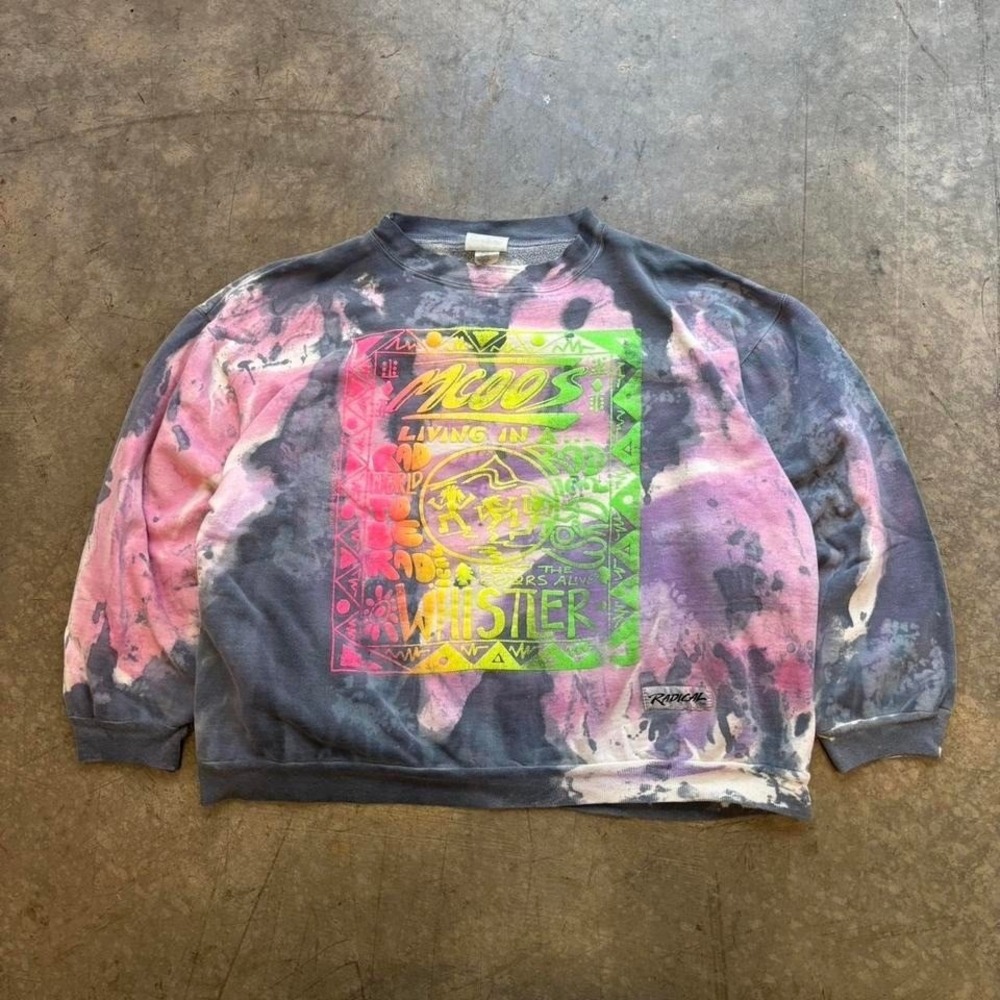 Vintage Whistler Canada Crewneck Sweatshirt Tie Dye Neon Graphic XL